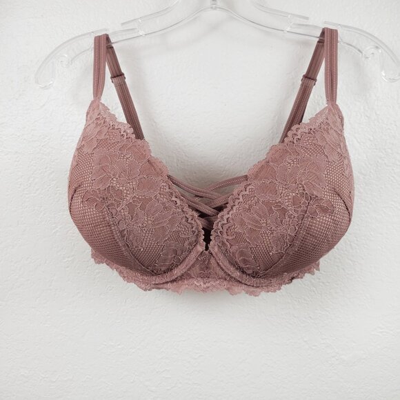 Torrid Curve Pink Lace Bra Size 46B Push Up Plunge Adjustable Women's Wired - Picture 10 of 10